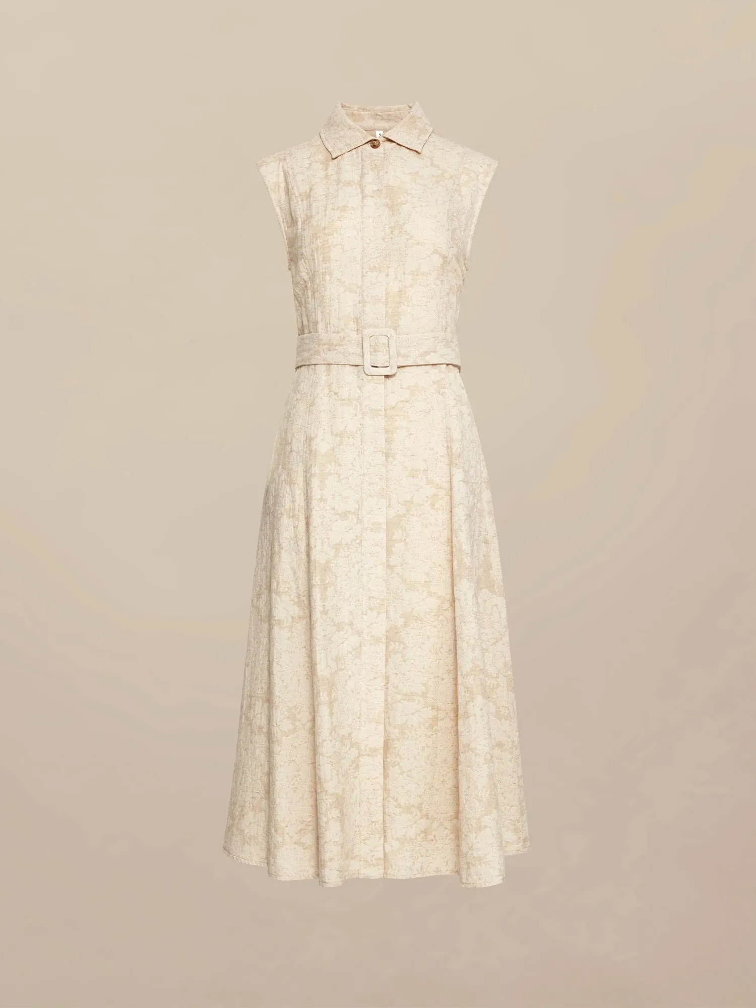 Amoretu Cotton & Linen Lapel Sleeveless Dress