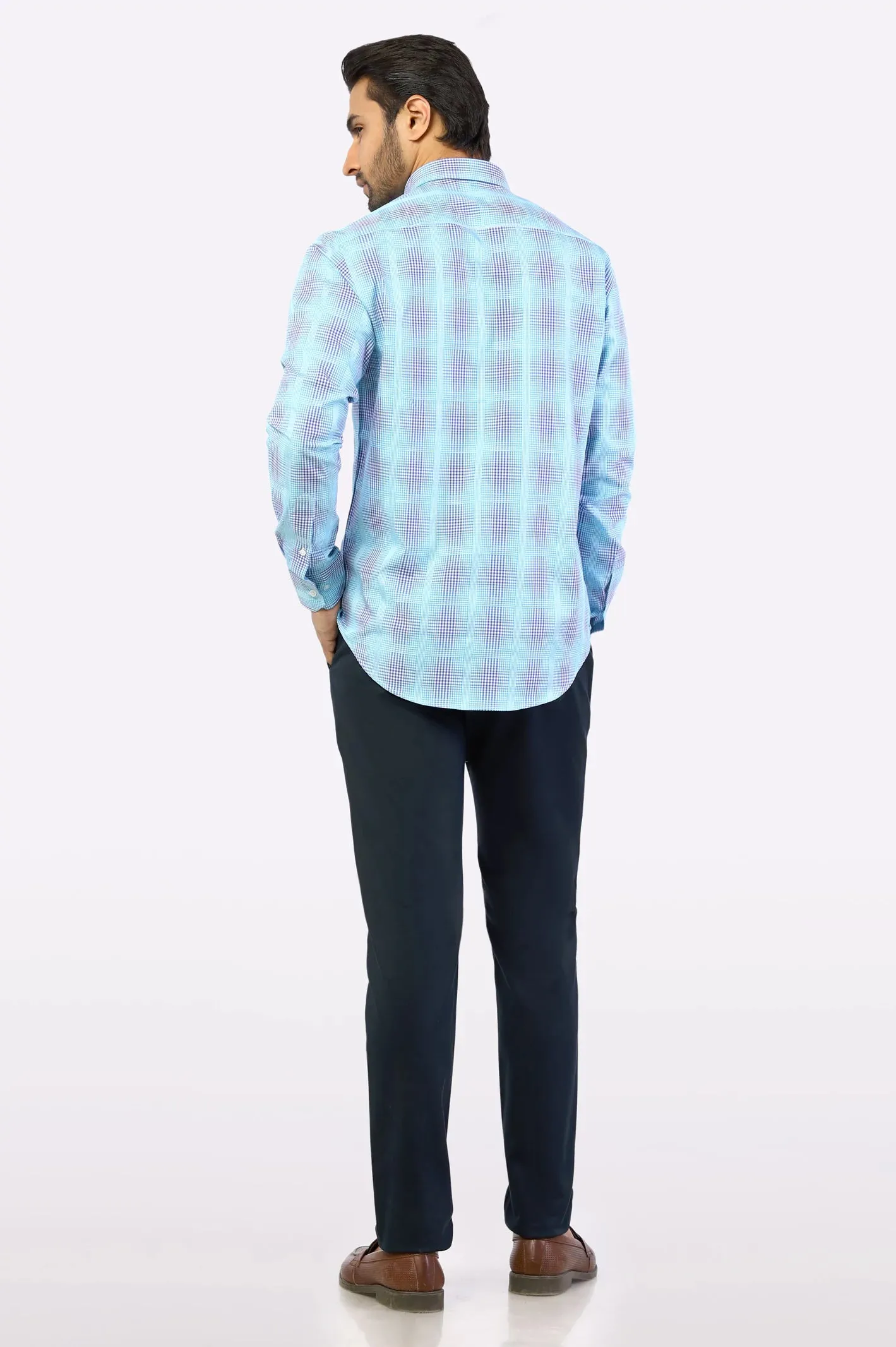 Blue Glen Plaid Check Casual Shirt