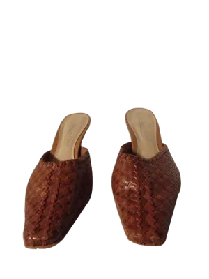 Coldwater Creek leather basket weave design slides size 61/2 M SKU 000210