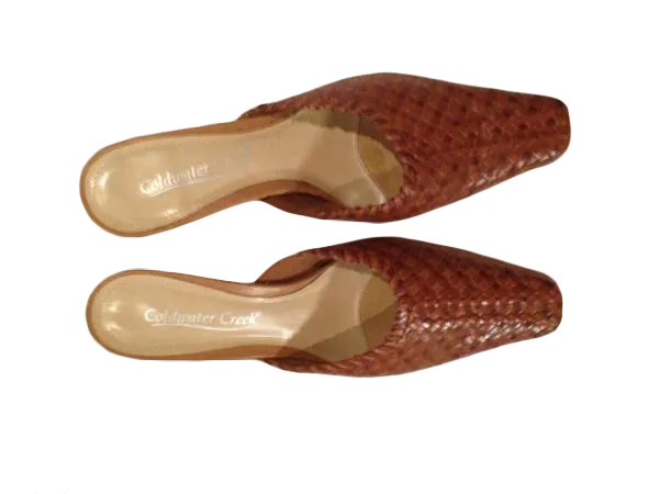 Coldwater Creek leather basket weave design slides size 61/2 M SKU 000210