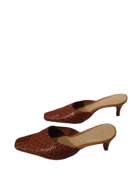 Coldwater Creek leather basket weave design slides size 61/2 M SKU 000210