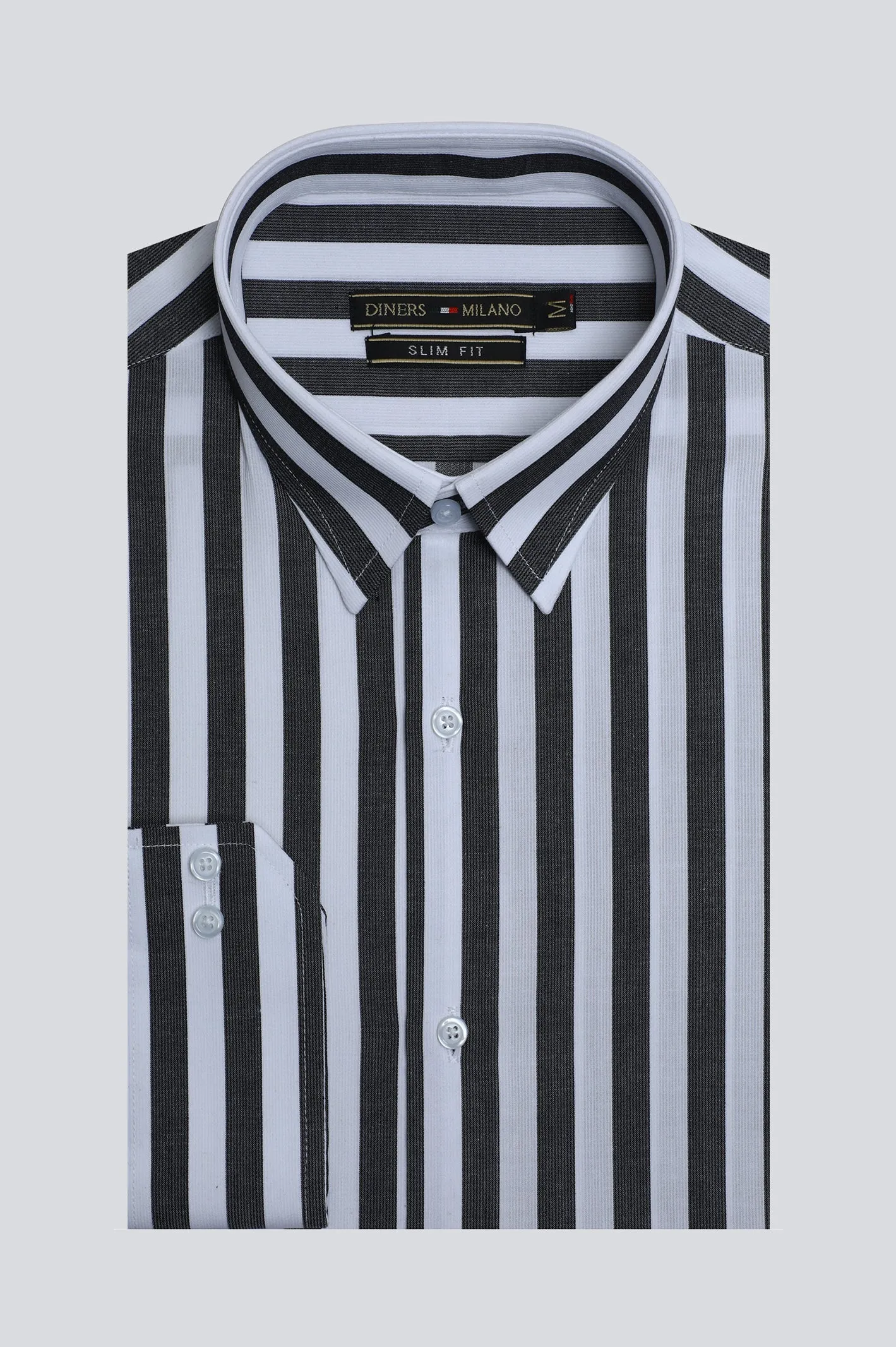 Dark Grey Broad Stripe Casual Milano Shirt