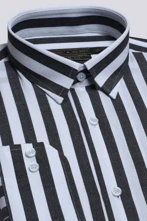 Dark Grey Broad Stripe Casual Milano Shirt