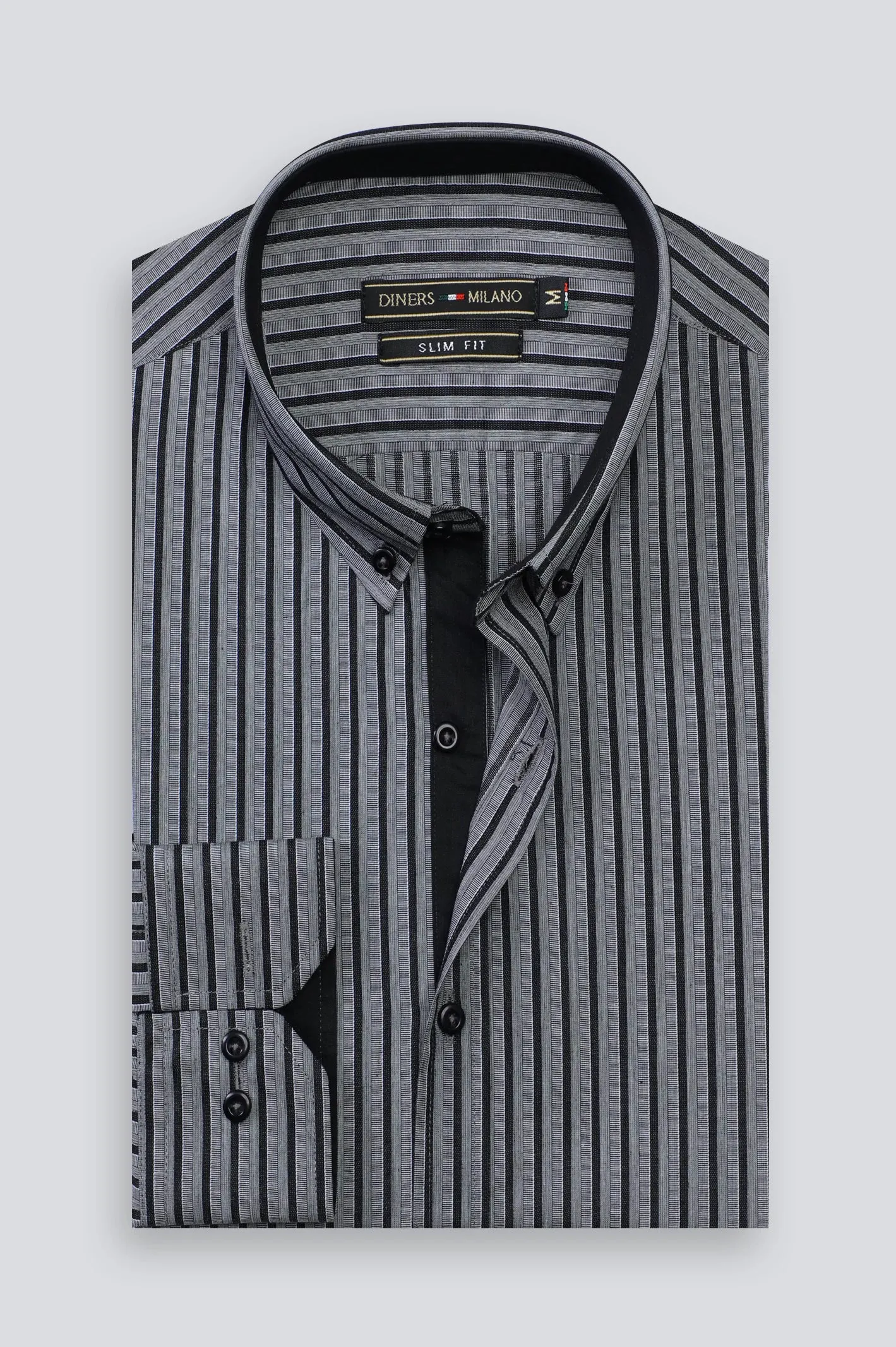 Dark Grey Shadow Stripe Casual Shirt