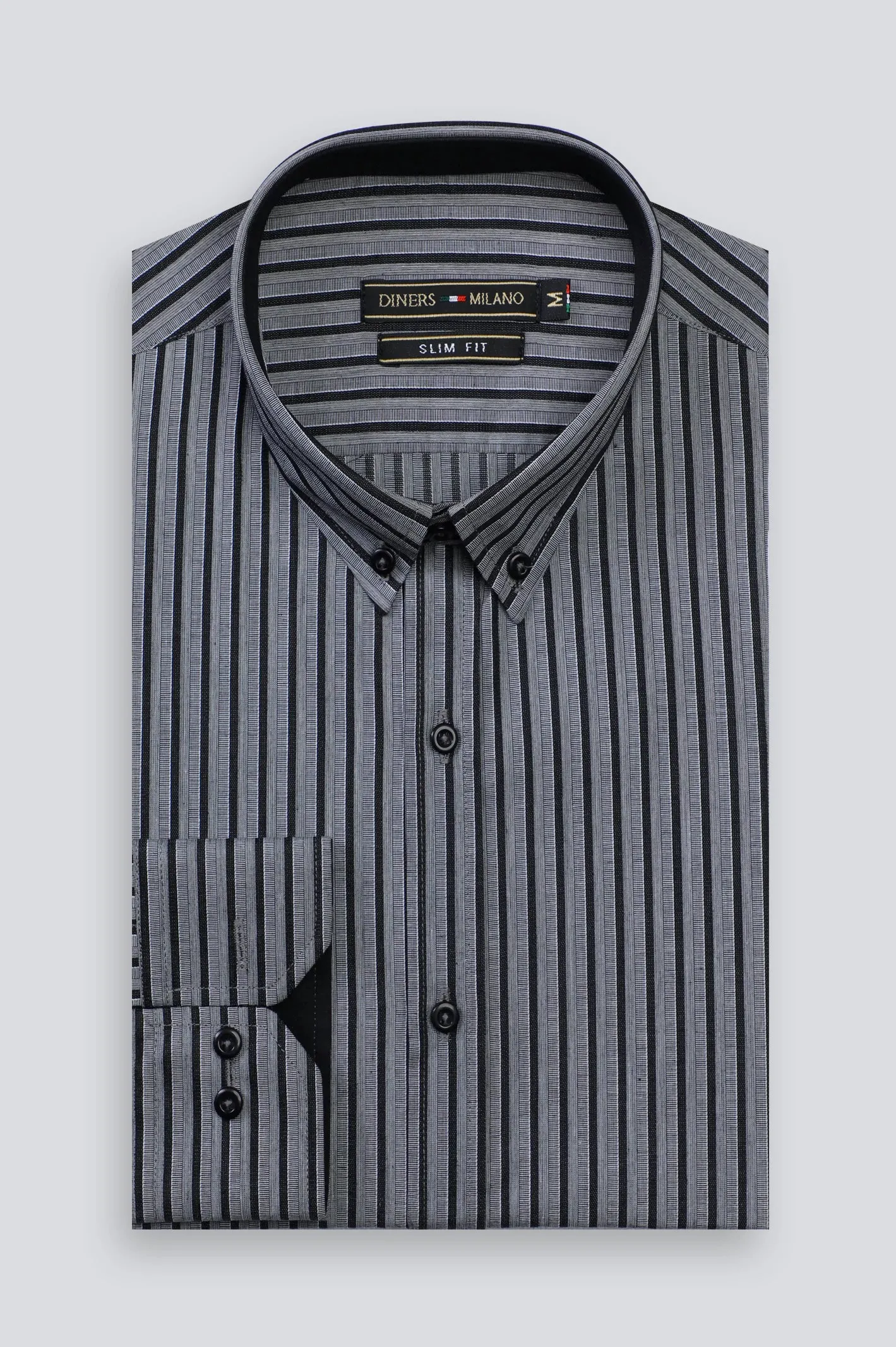 Dark Grey Shadow Stripe Casual Shirt
