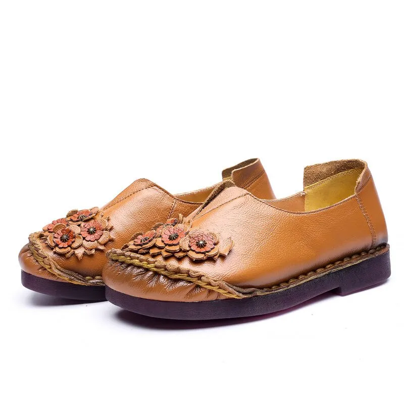 Floral Moccasins Ladies Vintage Luxury Loafer Waterproof Wide Fit Chic Shoes