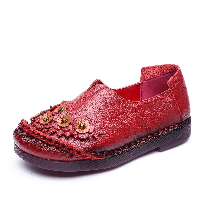 Floral Moccasins Ladies Vintage Luxury Loafer Waterproof Wide Fit Chic Shoes
