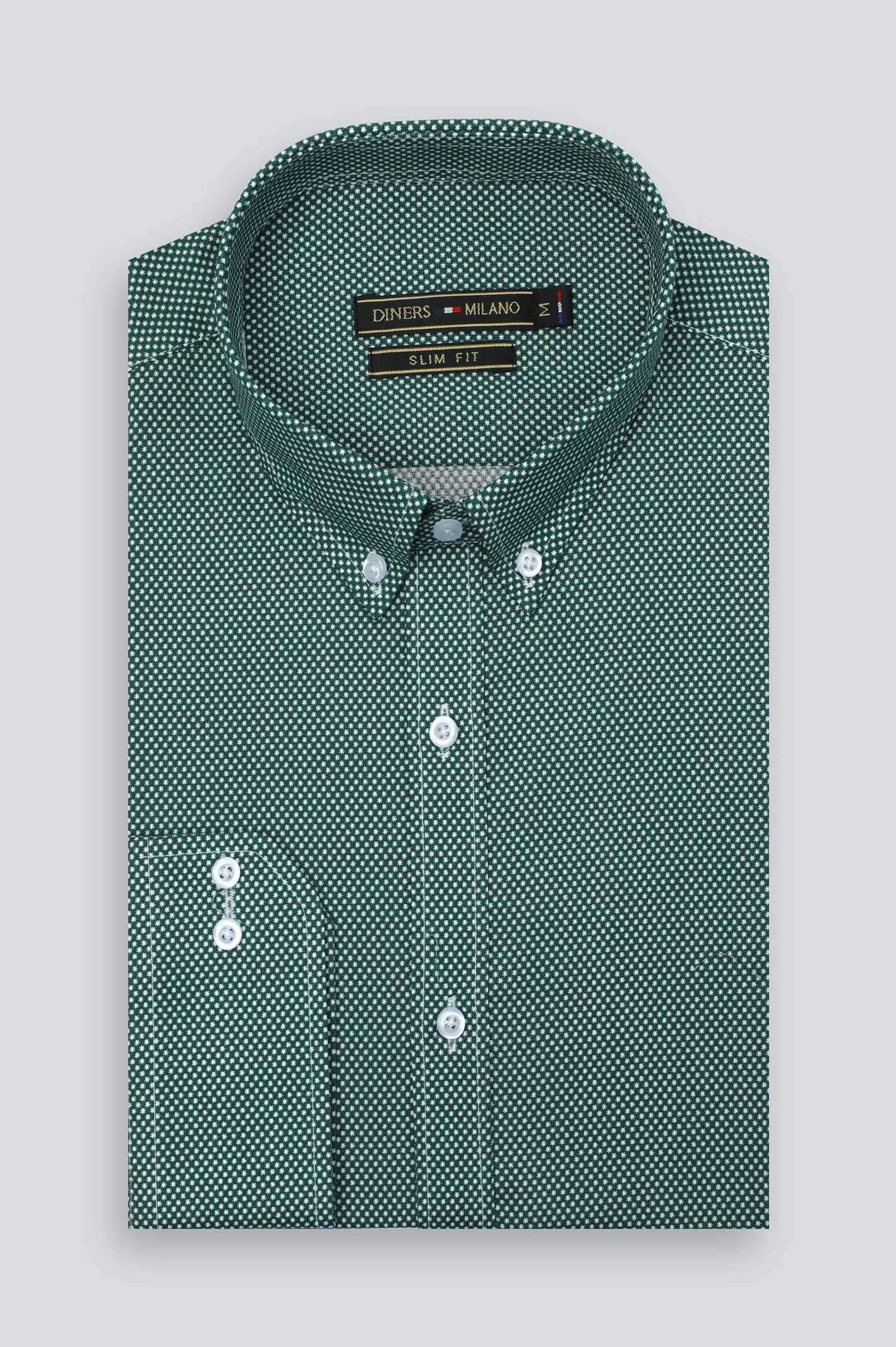 Green Self Textured Casual Shirt