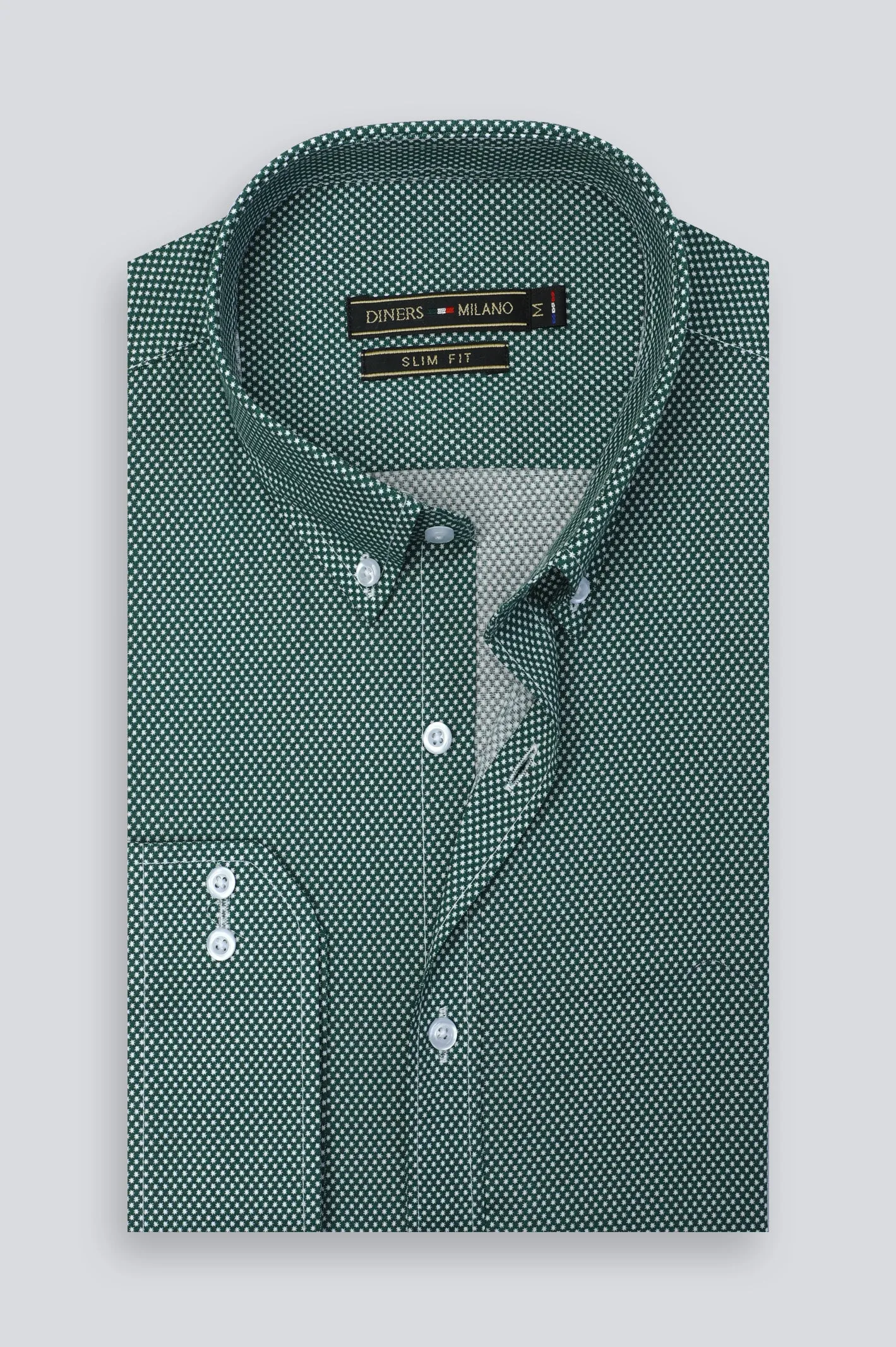Green Self Textured Casual Shirt