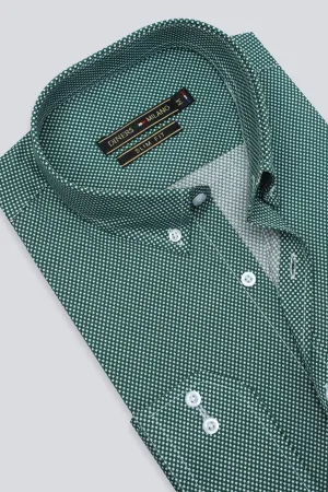 Green Self Textured Casual Shirt
