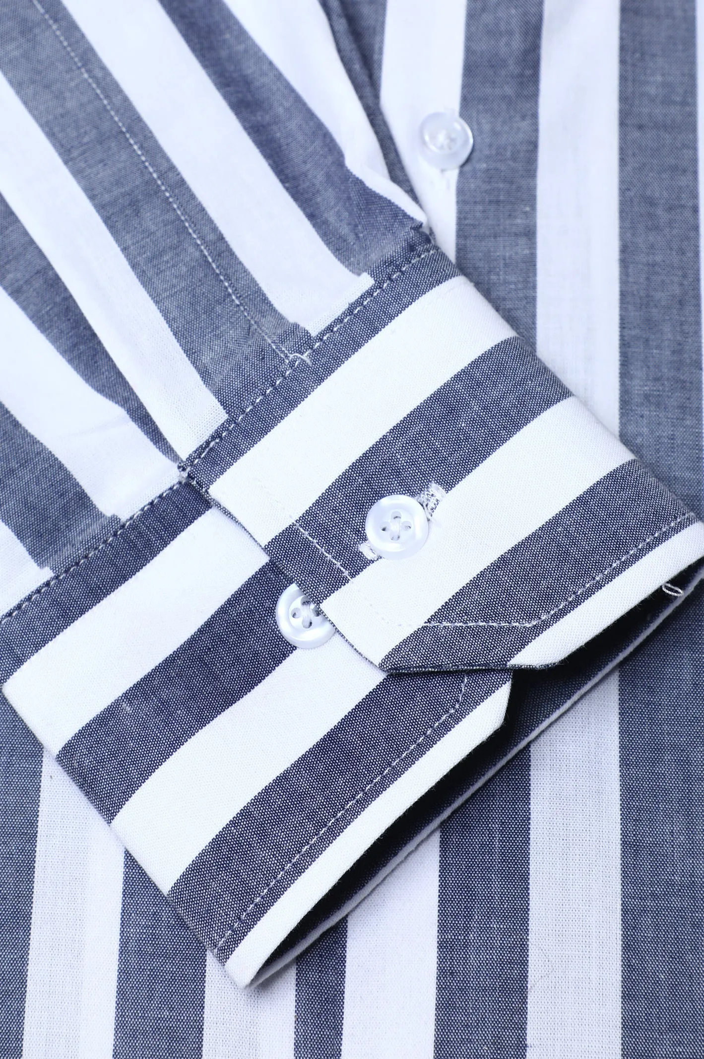 Grey Broad Stripe Casual Milano Shirt