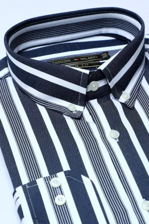 Grey Stripe Casual Milano Shirt