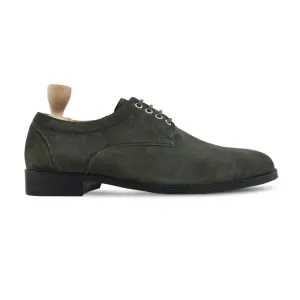Handmade, Custom Men's Green Suede Leather Derby Shoe