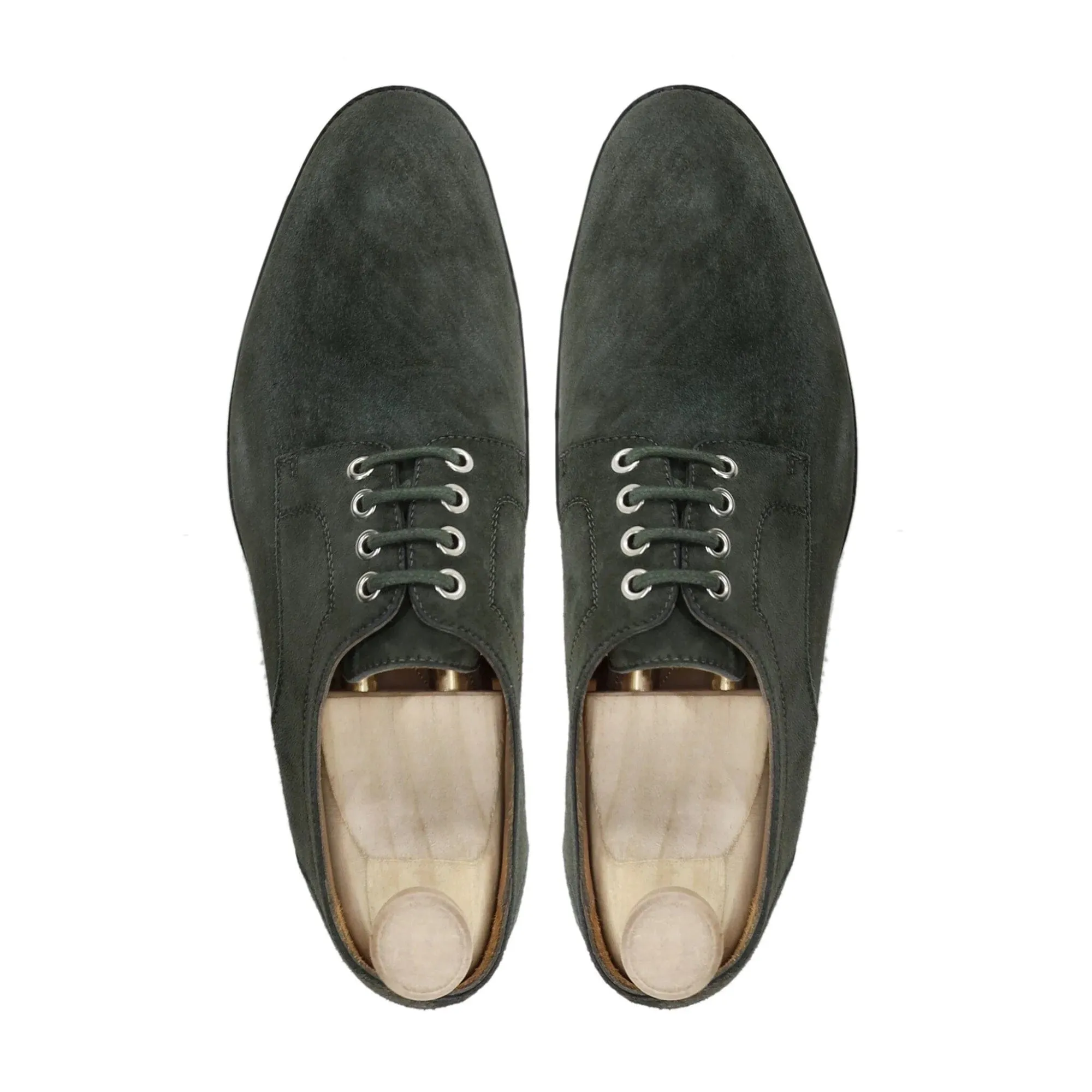 Handmade, Custom Men's Green Suede Leather Derby Shoe