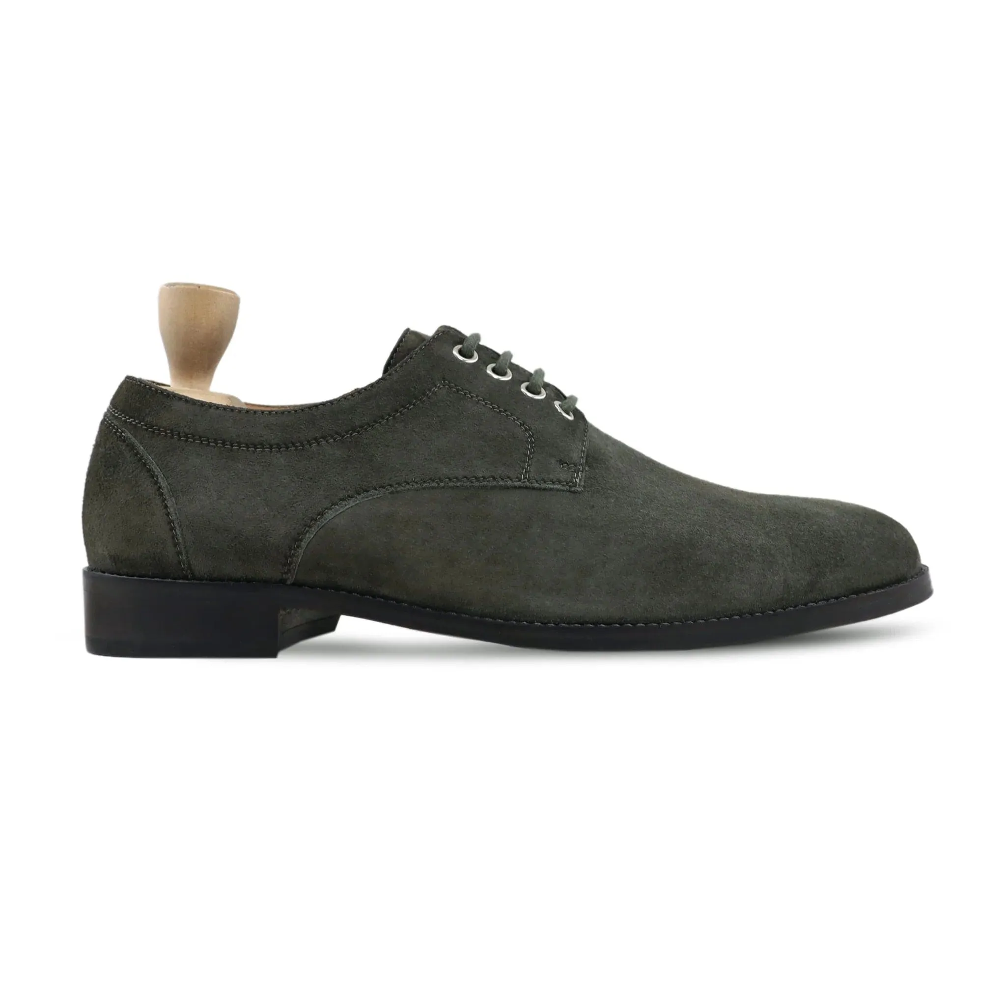 Handmade, Custom Men's Green Suede Leather Derby Shoe
