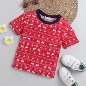 Jacquard Printed Tshirt - Red