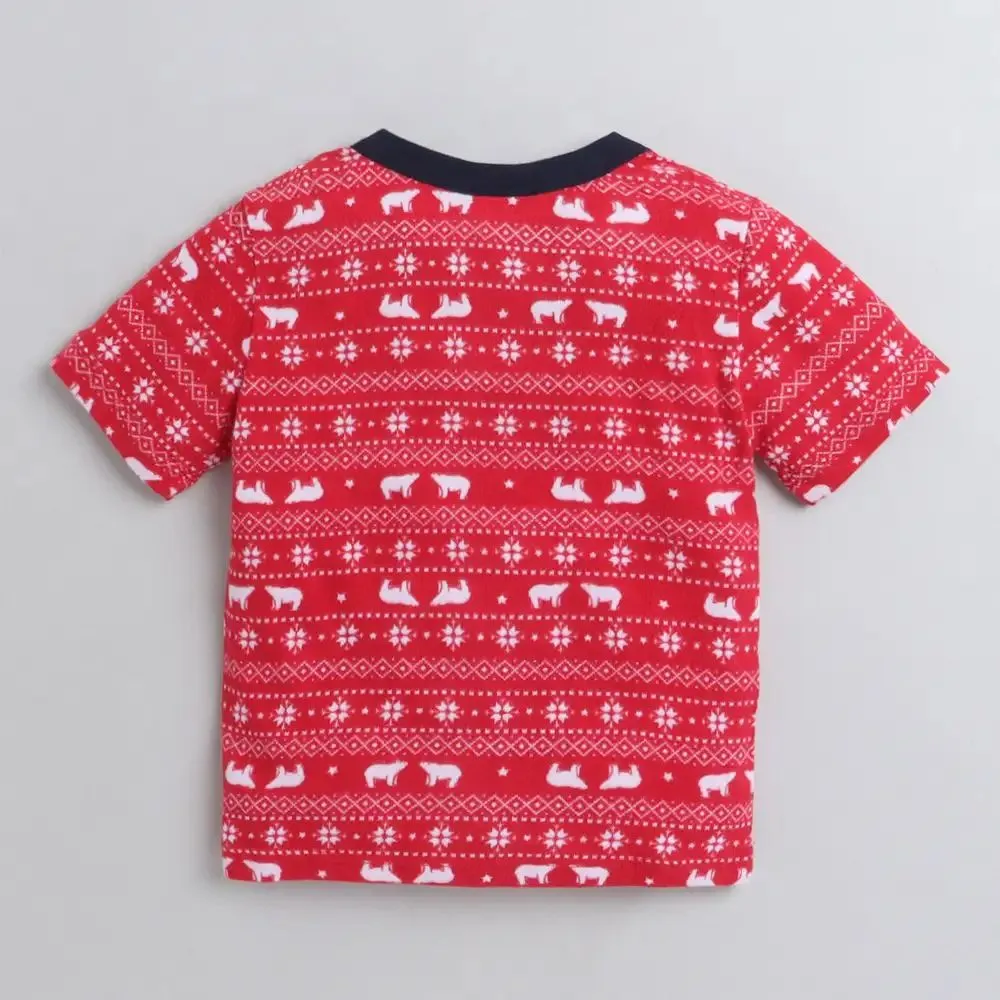 Jacquard Printed Tshirt - Red