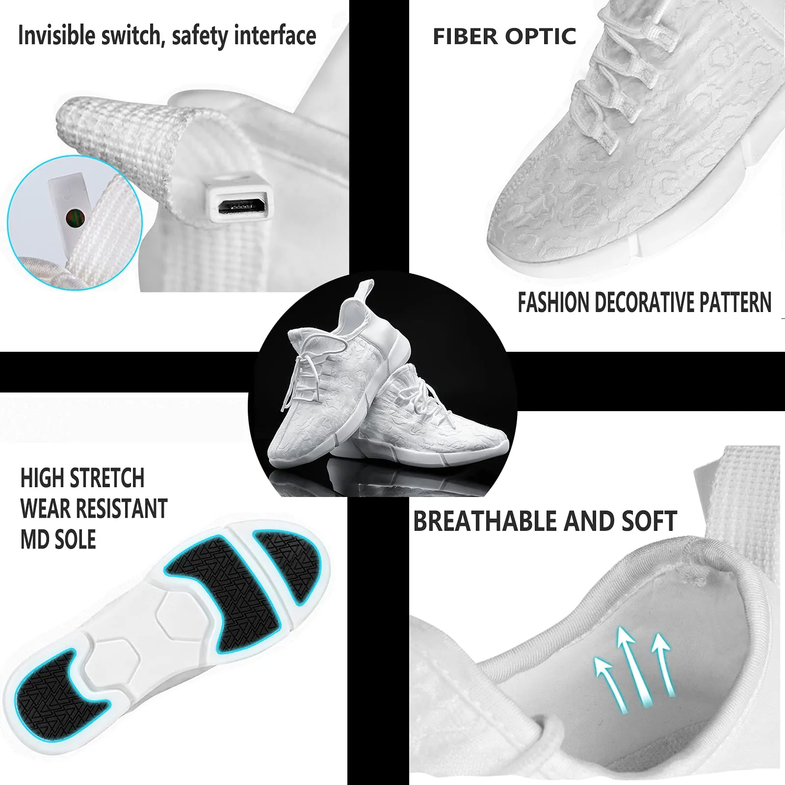 LED Fiber Optic Shoes Light Up Sneakers