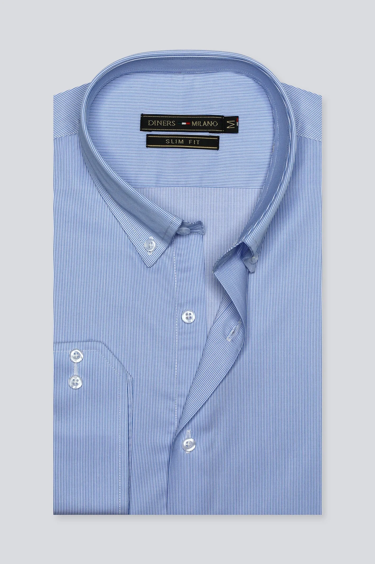 Light Blue Hairline Stripe Casual Milano Shirt