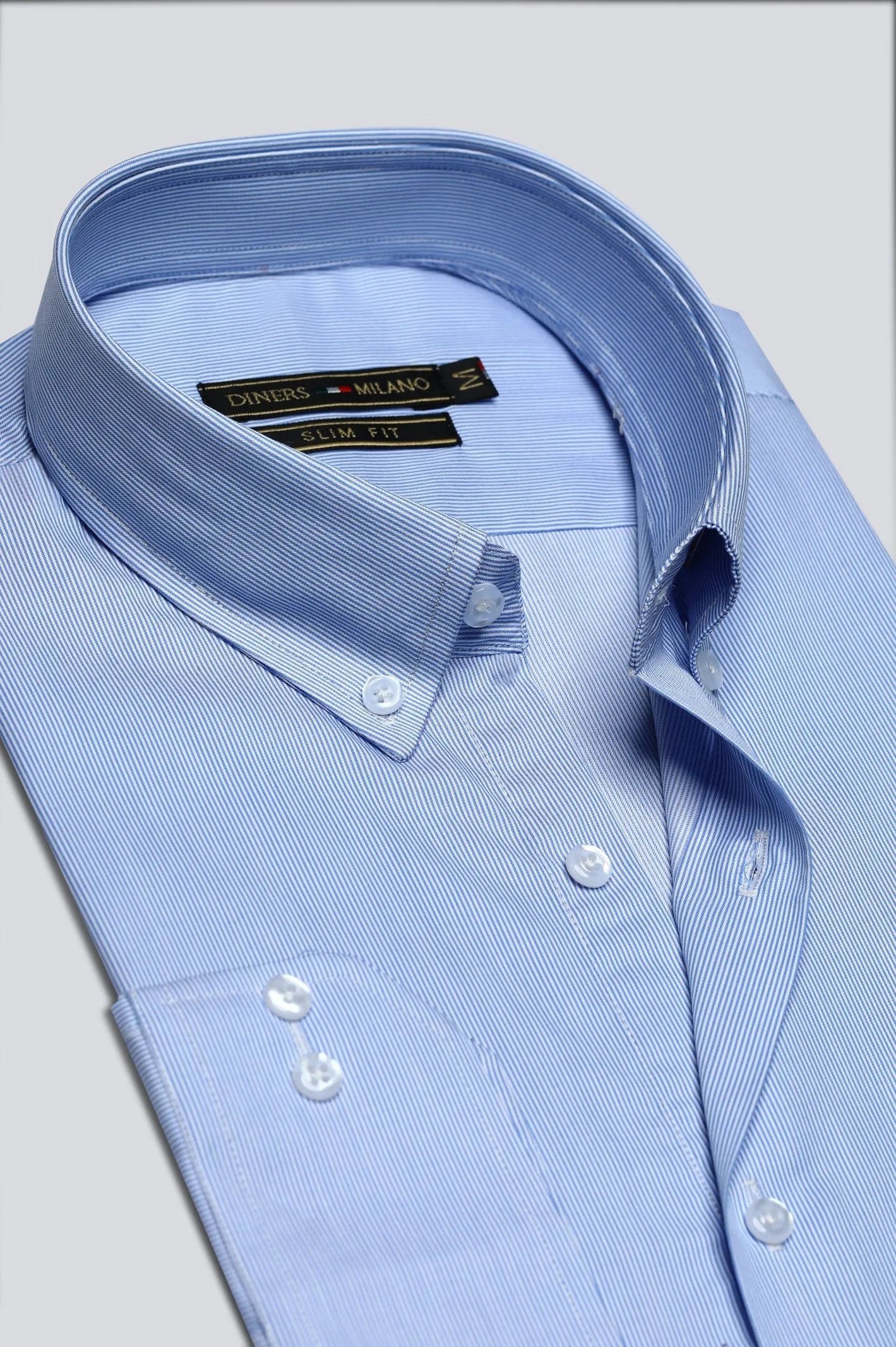 Light Blue Hairline Stripe Casual Milano Shirt