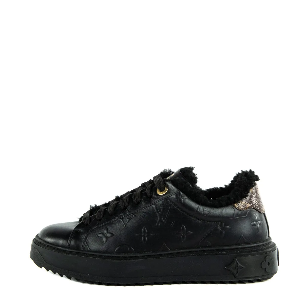 Louis Vuitton Black Shearling Lined Time Out Sneakers Size US 6 | EU 36