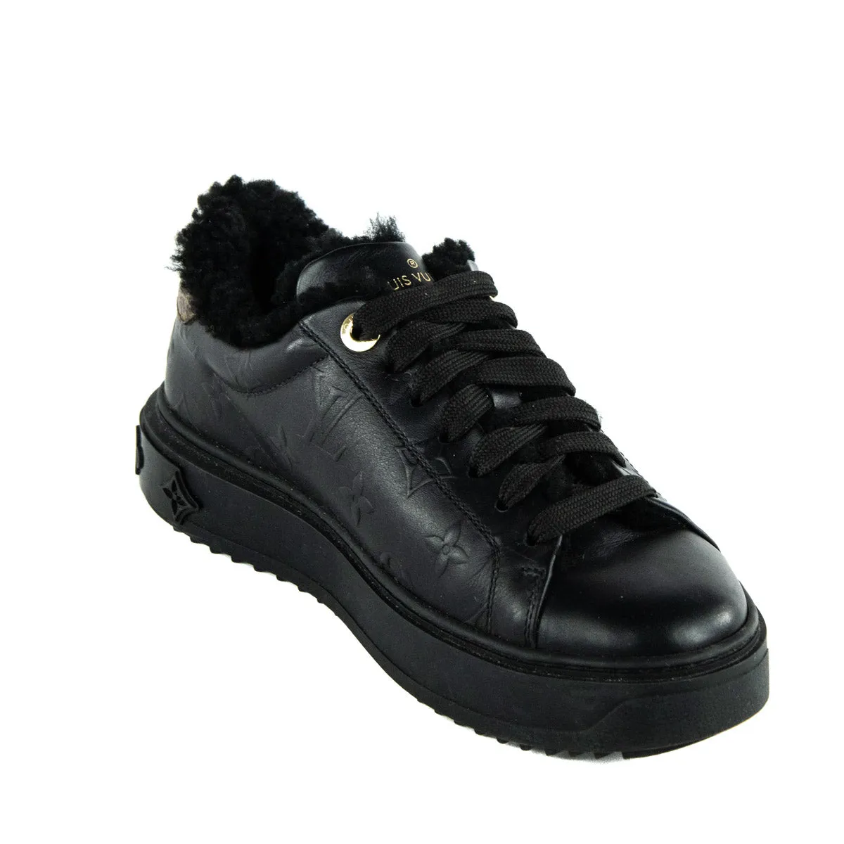 Louis Vuitton Black Shearling Lined Time Out Sneakers Size US 6 | EU 36