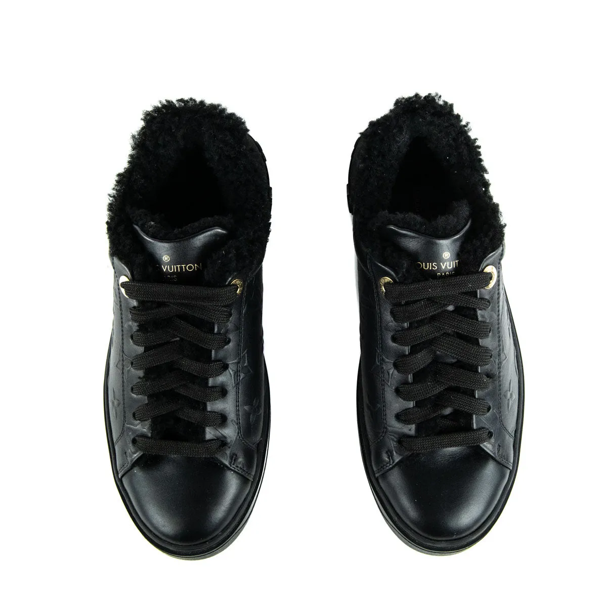 Louis Vuitton Black Shearling Lined Time Out Sneakers Size US 6 | EU 36