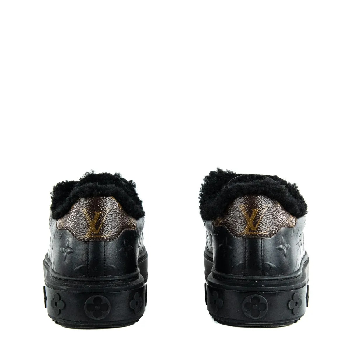 Louis Vuitton Black Shearling Lined Time Out Sneakers Size US 6 | EU 36