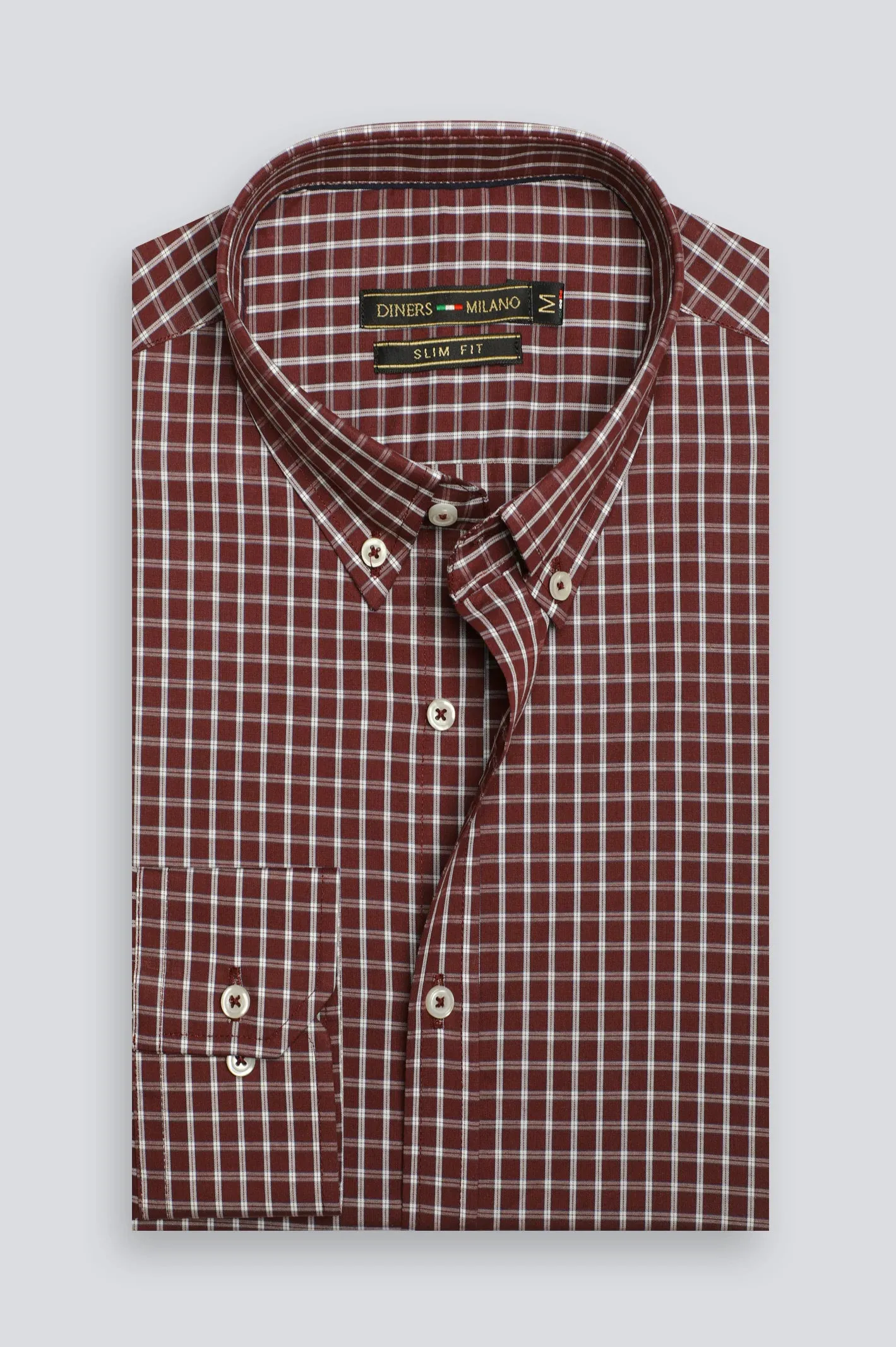 Maroon Check Casual Shirt