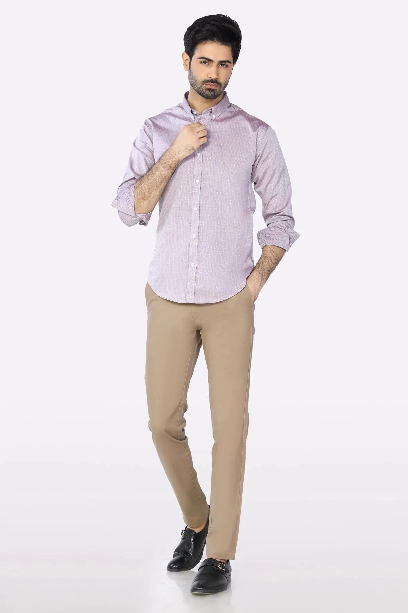 Maroon Dotted Texture Casual Shirt