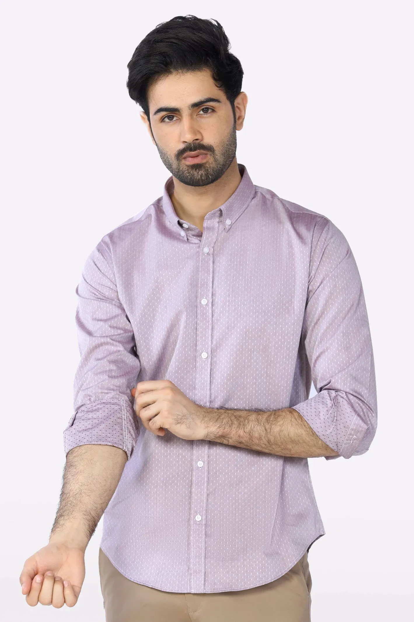 Maroon Dotted Texture Casual Shirt