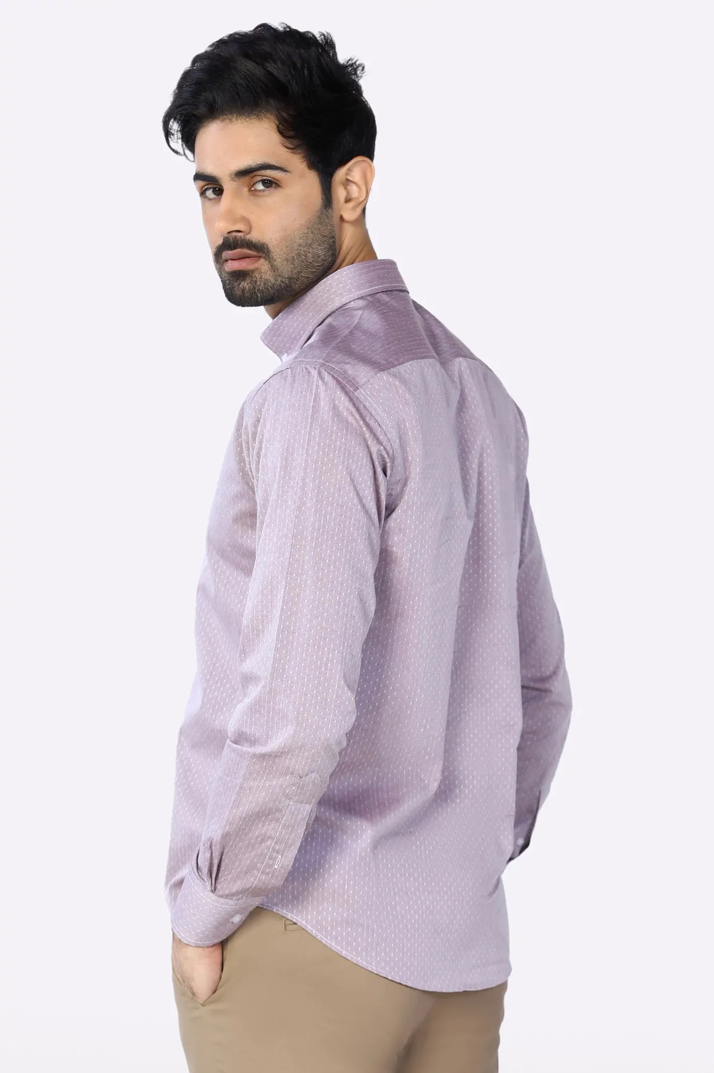 Maroon Dotted Texture Casual Shirt