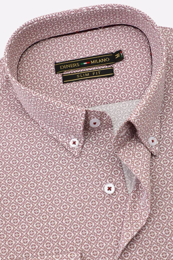 Maroon Printed Casual Shirt