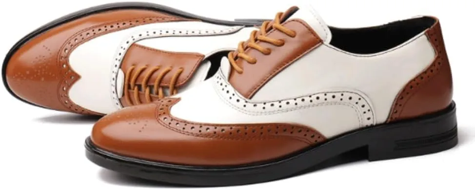 Men's Casual Dress Shoes Classic Brogue Wingtip Platform Oxfords Retro Men Shoe New Block Carved Casual Shoes All Match Social Shoe Male Business Dress Leather Shoe