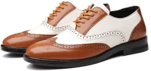 Men's Casual Dress Shoes Classic Brogue Wingtip Platform Oxfords Retro Men Shoe New Block Carved Casual Shoes All Match Social Shoe Male Business Dress Leather Shoe