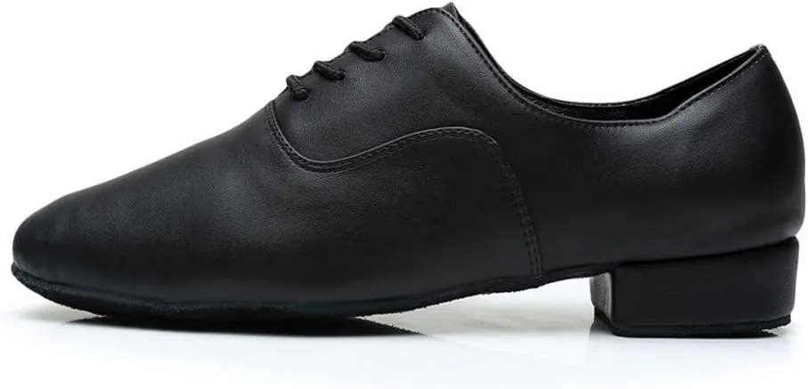 Men's Casual Dress Shoes Leather Toe Mens Latin Shoe Morden Ballroom Black Round Stylish Jazz Dance Men's Leather