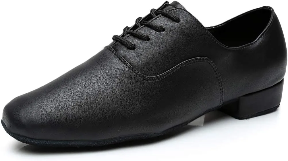 Men's Casual Dress Shoes Leather Toe Mens Latin Shoe Morden Ballroom Black Round Stylish Jazz Dance Men's Leather