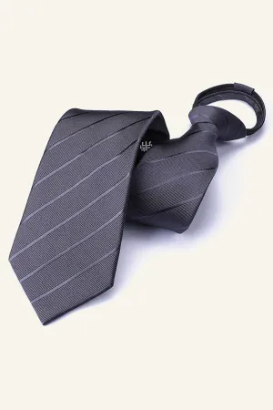 Men's Dark Grey Striped Tie For Party