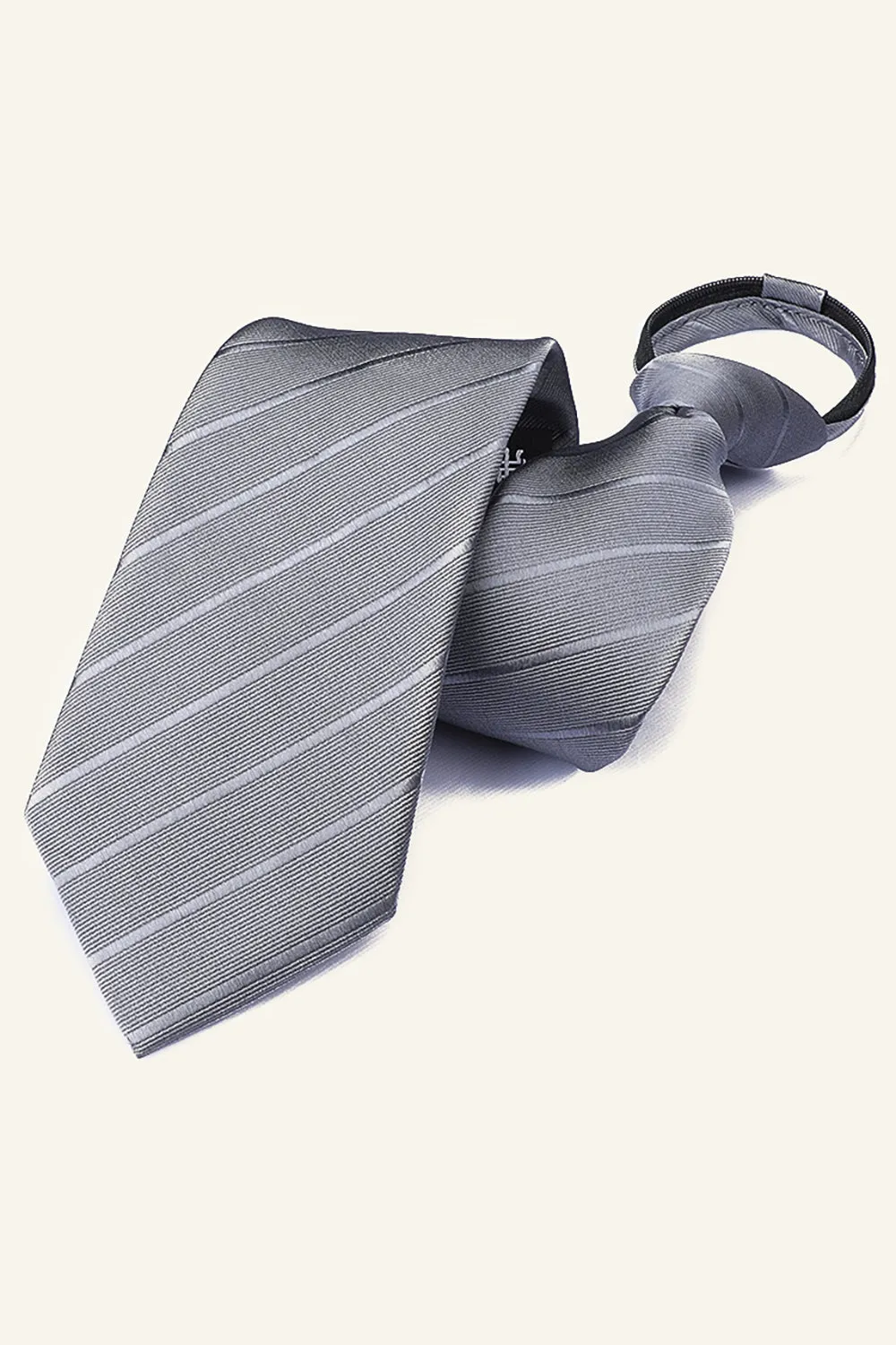 Men's Dark Grey Striped Tie For Party