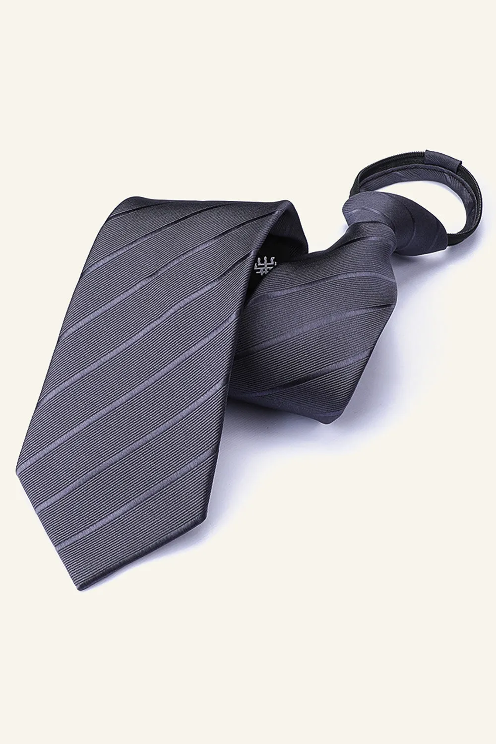 Men's Dark Grey Striped Tie For Party