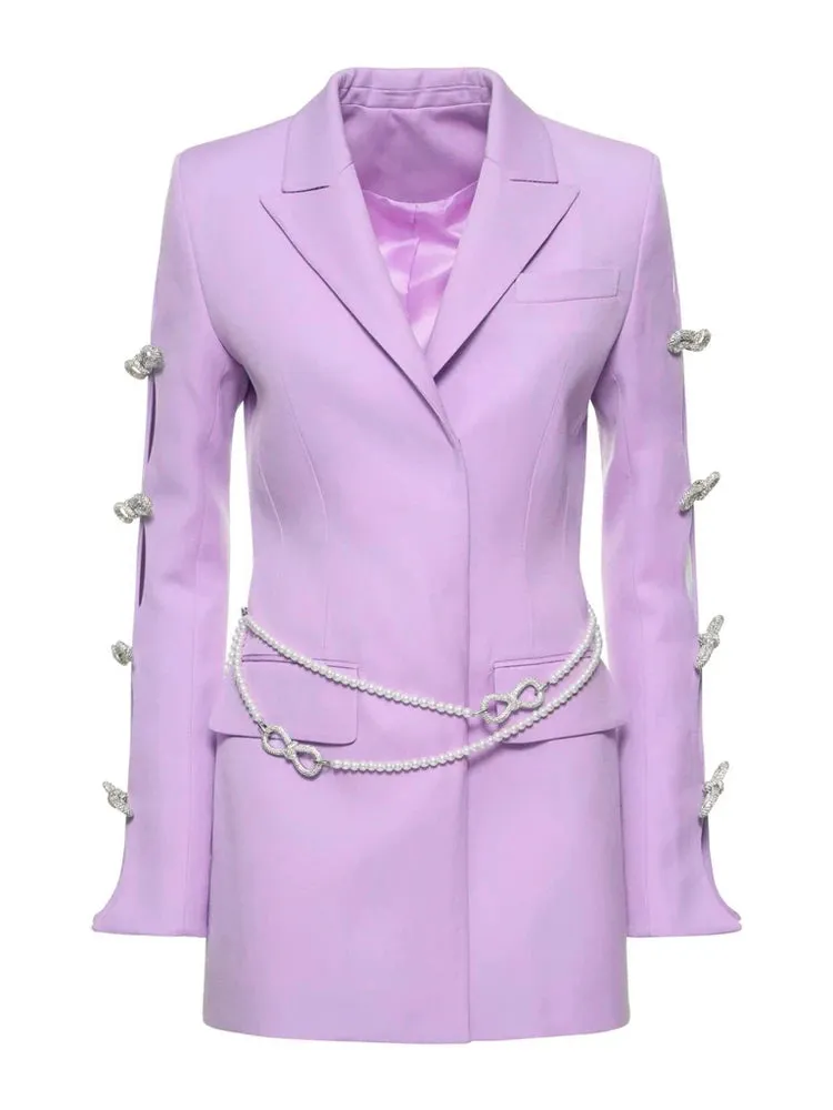 Monroe Long Sleeve Rhinestone Bows Blazer Dress