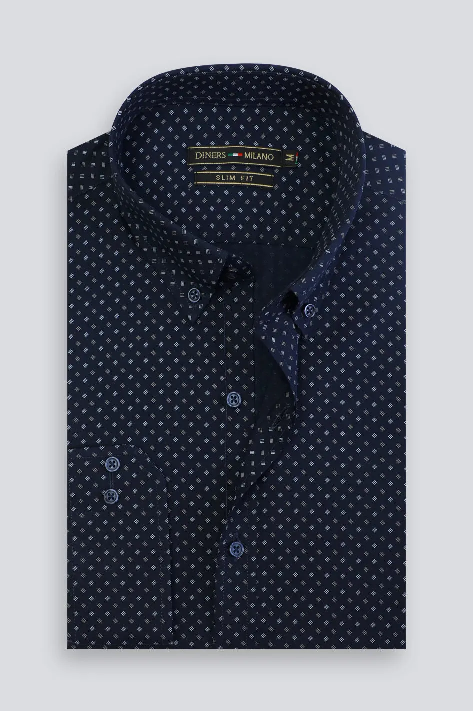 Navy Blue All Over Print Casual Shirt