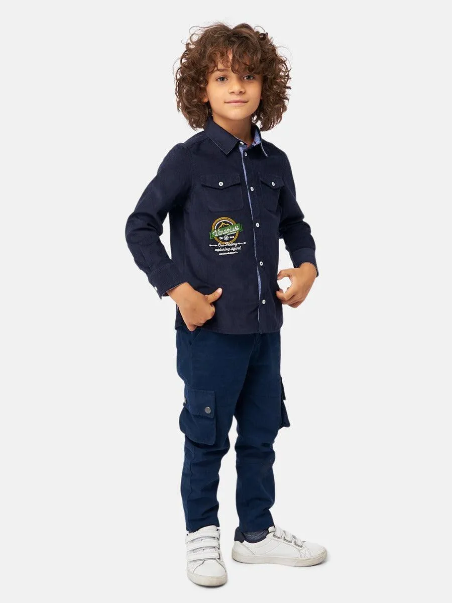 One Friday Navy Blue Corduroy Shirt