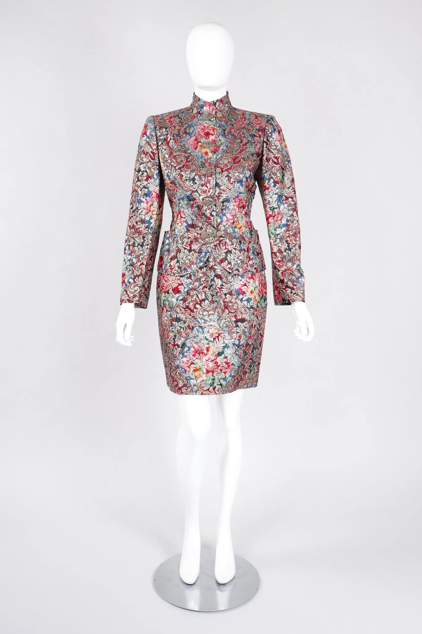 Parallèle Brocade Mandarin Jacket & Skirt Set