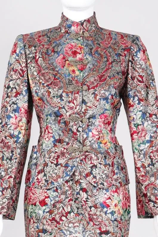 Parallèle Brocade Mandarin Jacket & Skirt Set