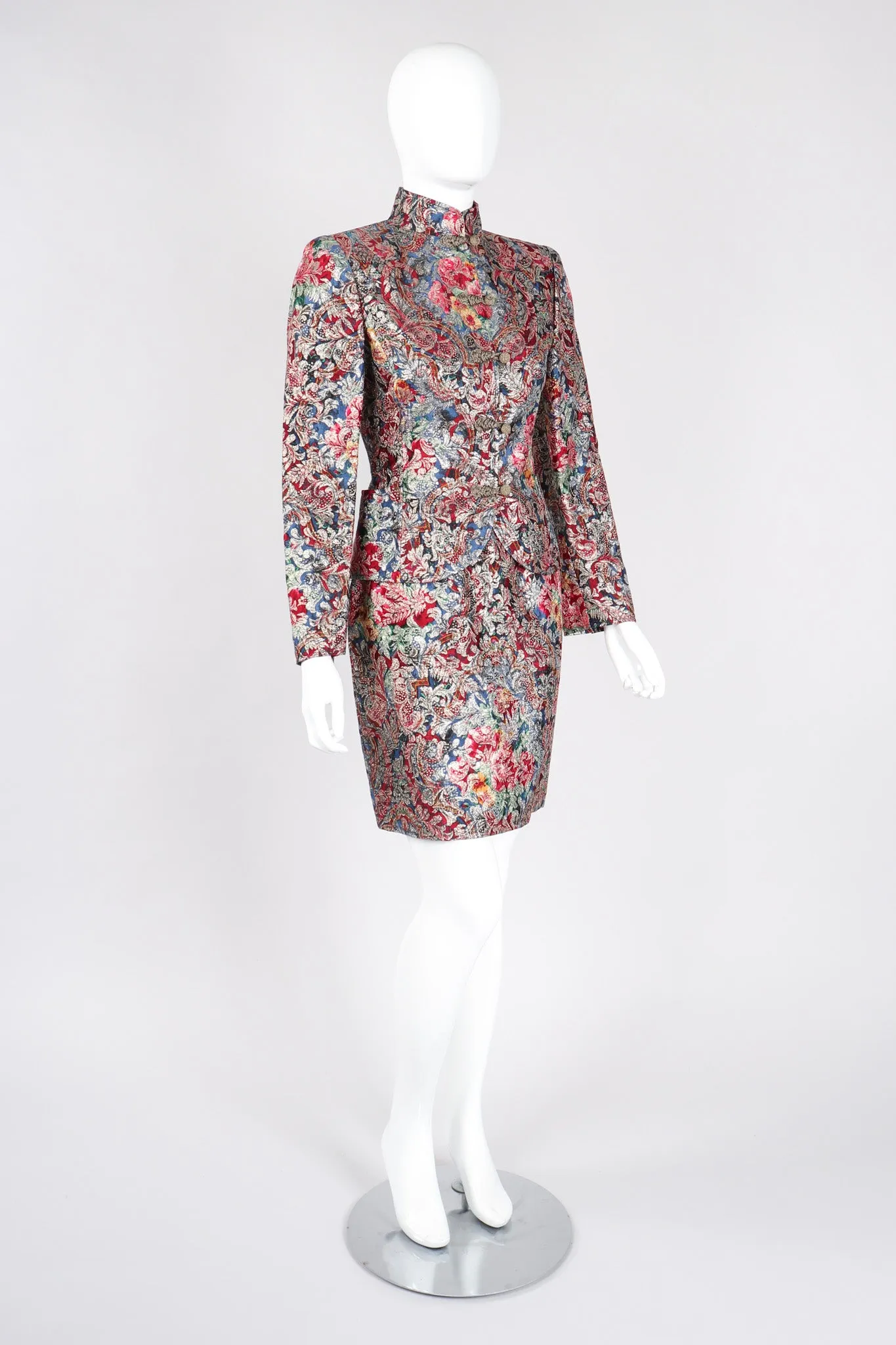 Parallèle Brocade Mandarin Jacket & Skirt Set