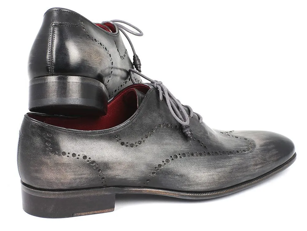 Paul Parkman Wingtip Oxfords Gray & Black Handpainted Calfskin