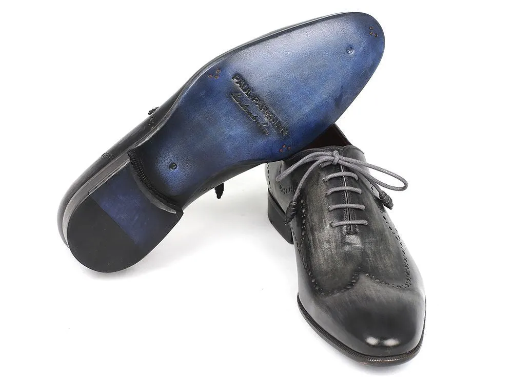 Paul Parkman Wingtip Oxfords Gray & Black Handpainted Calfskin