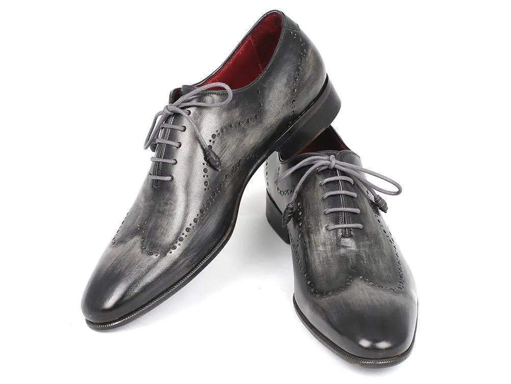 Paul Parkman Wingtip Oxfords Gray & Black Handpainted Calfskin