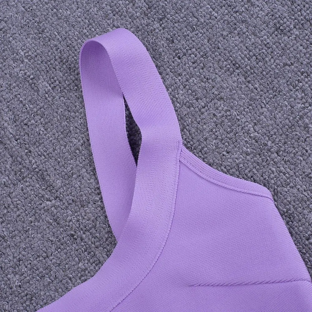 Purple 2 Piece Bandage Crop Top and Midi Skirt